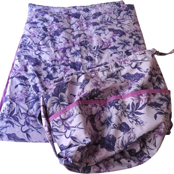 Handmade Reversible Hawaiian Quilt Beach Picnic Blanket Carrying Case Purple - Picture 15 of 15